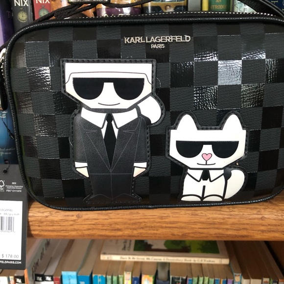 Larl Lagerfeld Handbags - NWT Karl Lagerfeld Maybelle crossbody bag Choupette Black on Black 9X6X3